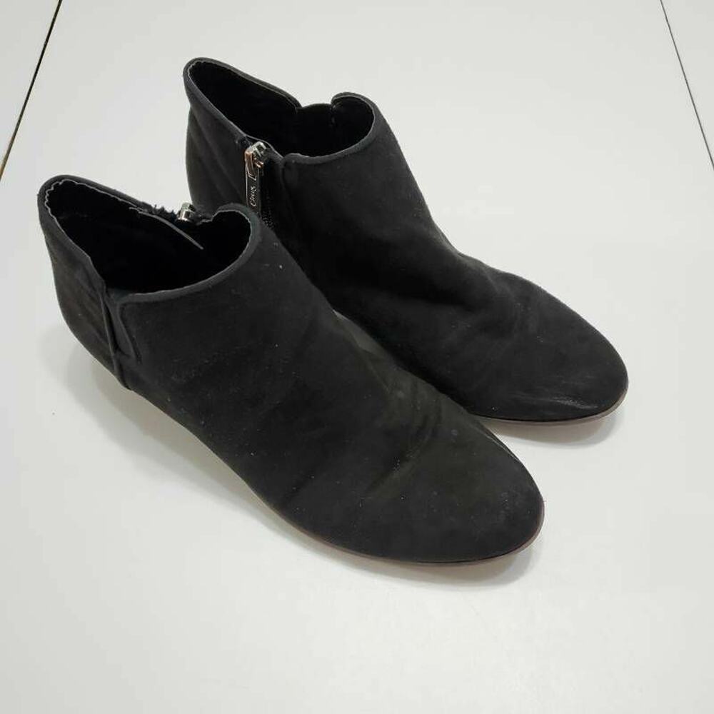 Sam Edelman Circus Shoe Women 7.5 Ankle Boots Black Cuban Heel Zip Up Almond Toe